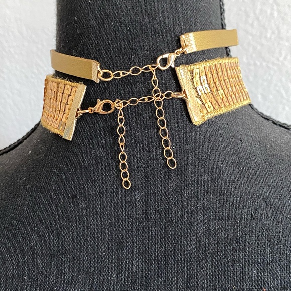 Mia collection 2-piece gold tone choker necklace set - Picture 2 of 5